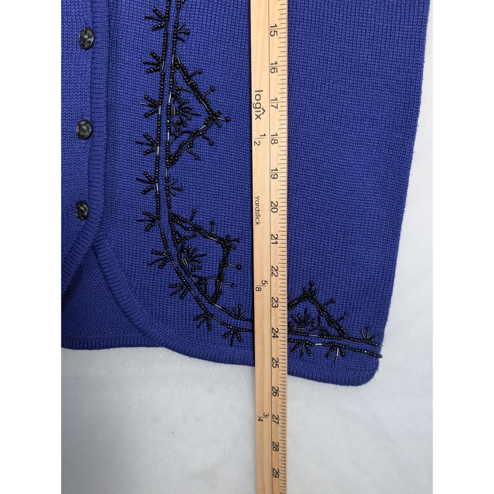 Koret Sweater Vest M Purple Wool Blend Beaded Button Front Vintage Layering - Picture 7 of 7
